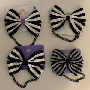 Claires Striped Clip on Bows. Bundle of 4pcs. New